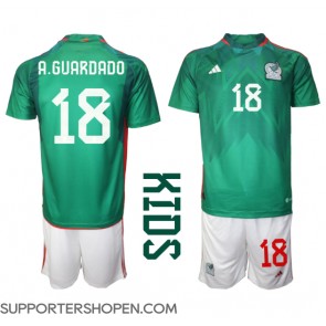 Mexiko Andres Guardado #18 Hemmatröja Barn VM 2022 Kortärmad (+ korta byxor)